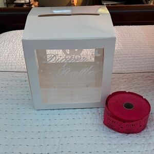 White Diaper Raffle Box with Red Ticket Roll